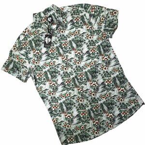 Twisted Tailor Mens Hawaiian Hibiscus All Over Cotton Button Up Shirt Medium NWT